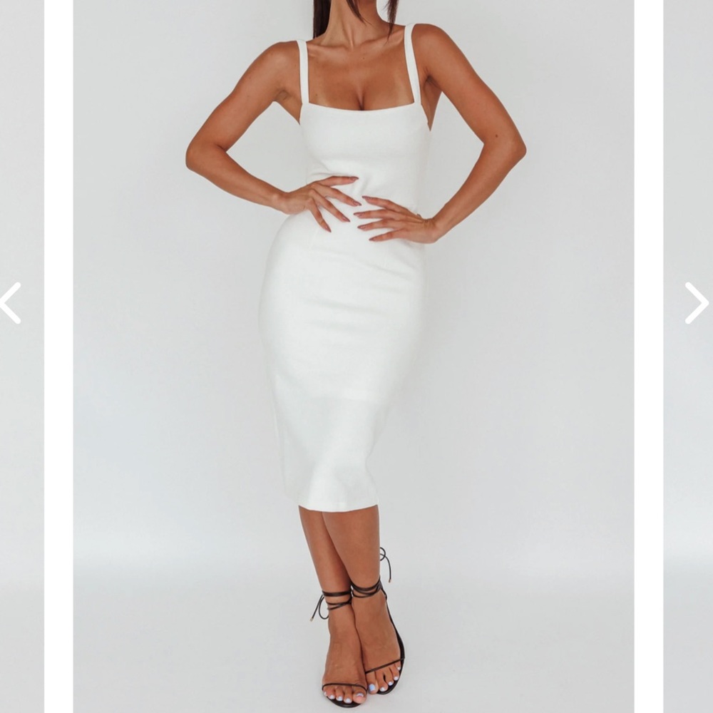 White midi Selfie Leslie Dress size USA L, AUS 12